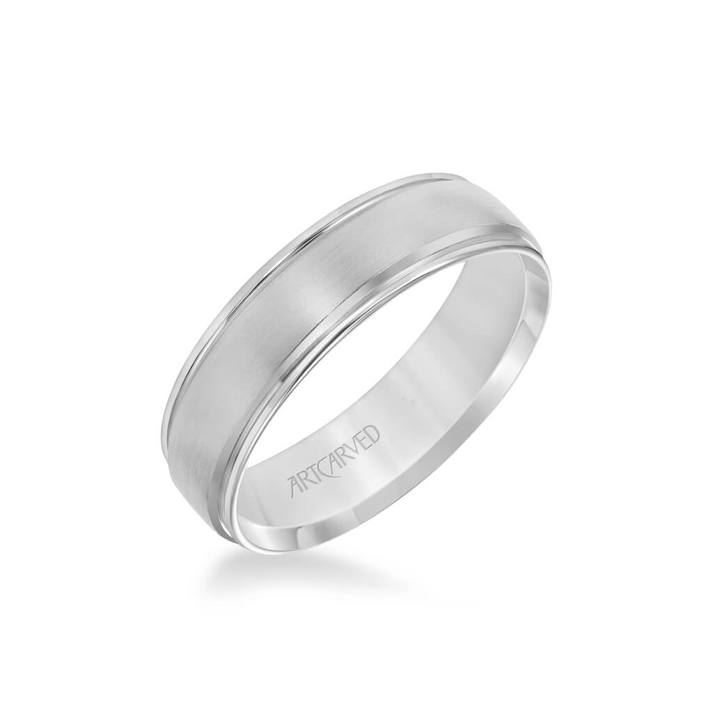 6MM Men's Classic Wedding Band - Bright Brush Finish and Round Edge