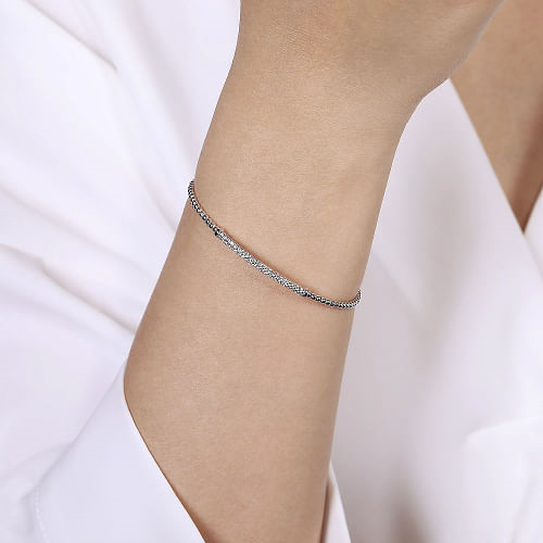 Gabriel & Co | 14K White Gold Bujukan Diamond Bar Split Bangle