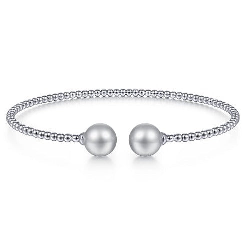 Gabriel & Co | 14K White Gold Bujukan Bead Split Bracelet with Pearl Caps