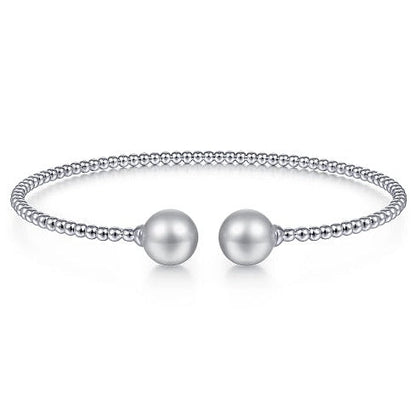 Gabriel & Co | 14K White Gold Bujukan Bead Split Bracelet with Pearl Caps