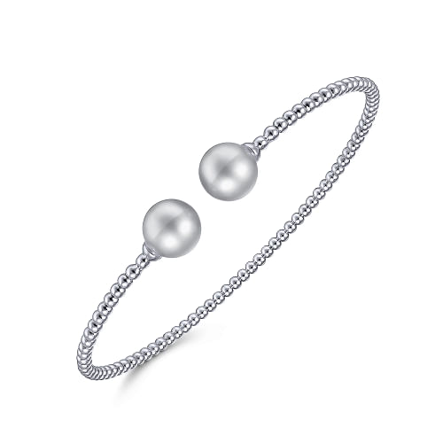 Gabriel & Co | 14K White Gold Bujukan Bead Split Bracelet with Pearl Caps