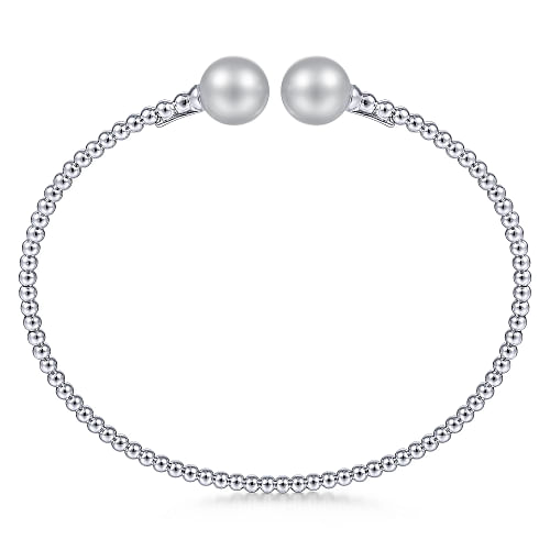 Gabriel & Co | 14K White Gold Bujukan Bead Split Bracelet with Pearl Caps