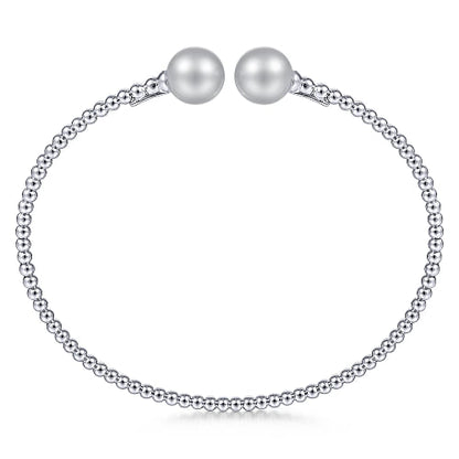 Gabriel & Co | 14K White Gold Bujukan Bead Split Bracelet with Pearl Caps