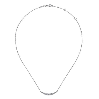 Gabriel & Co | 14K White Gold Curved Diamond Bar Necklace