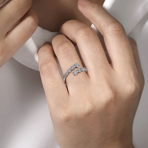 Gabriel & Co | 14K White Gold Diamond Bypass Ring