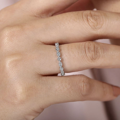 Gabriel & Co | 14K White Gold Marquise and Round Station Diamond Ring