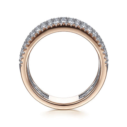 Gabriel & Co | 14K White-Rose Gold Pave Diamond Wide Band Ring