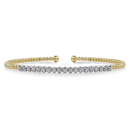 Gabriel & Co | 14K White-Yellow Gold Bujukan Diamond Cuff Bracelet