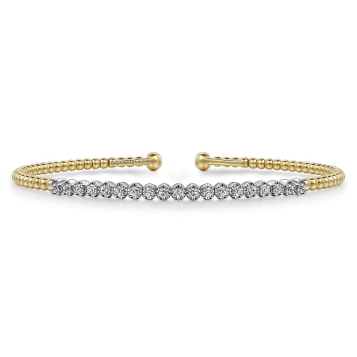 Gabriel & Co | 14K White-Yellow Gold Bujukan Diamond Cuff Bracelet