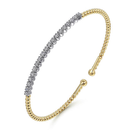 Gabriel & Co | 14K White-Yellow Gold Bujukan Diamond Cuff Bracelet