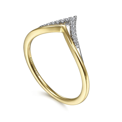 Gabriel & Co | 14K White-Yellow Gold Diamond Chevron Ring