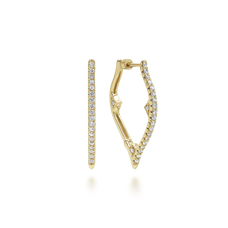 Gabriel & Co | 14K Yellow Gold 20mm Geometric Diamond Huggie Earrings