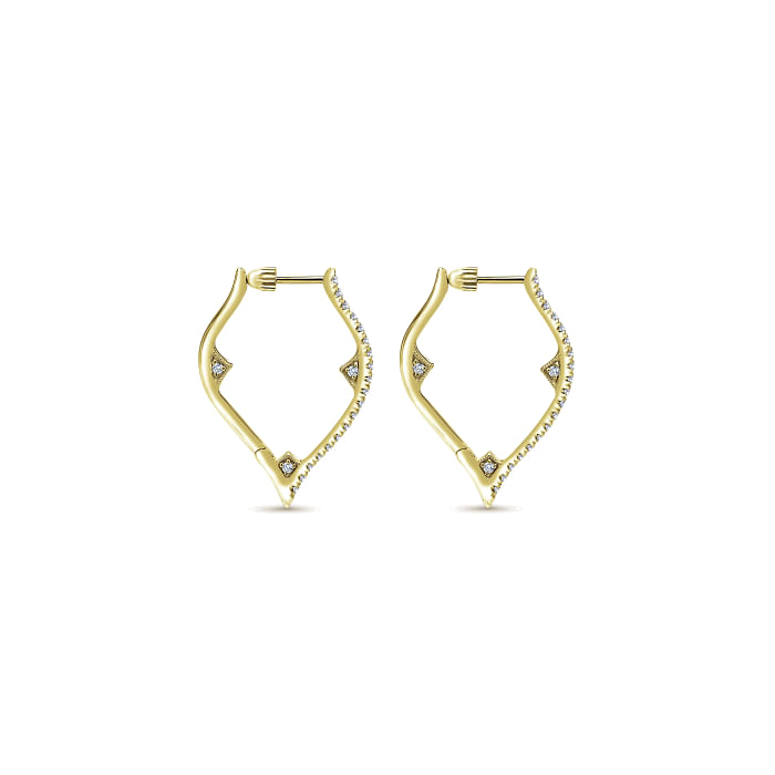 Gabriel & Co | 14K Yellow Gold 20mm Geometric Diamond Huggie Earrings