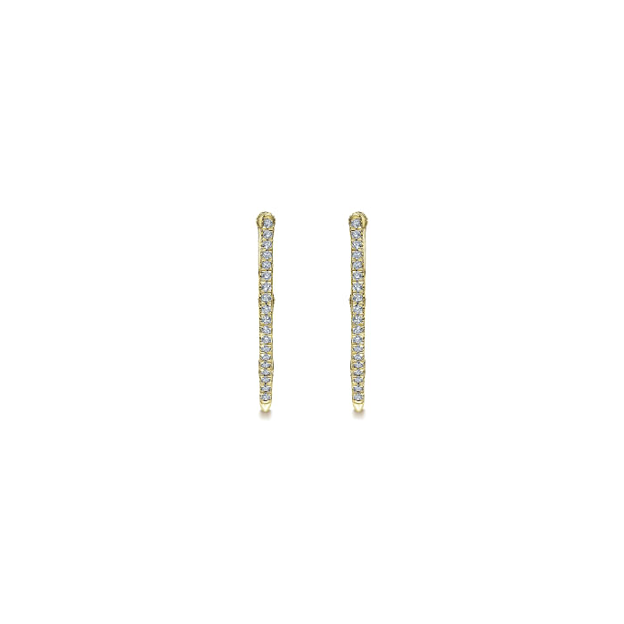 Gabriel & Co | 14K Yellow Gold 20mm Geometric Diamond Huggie Earrings