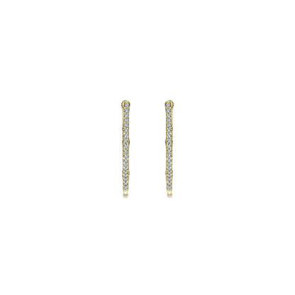 Gabriel & Co | 14K Yellow Gold 20mm Geometric Diamond Huggie Earrings