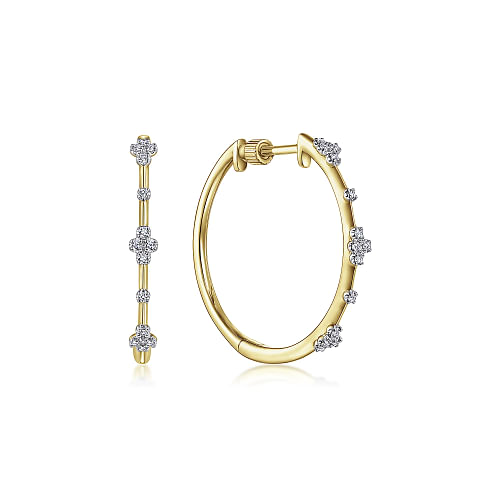 Gabriel & Co | 14K Yellow Gold 20mm Round Classic Diamond Hoop Earrings