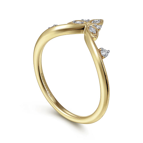 Gabriel & Co | 14K Yellow Gold Chevron Diamond Ring