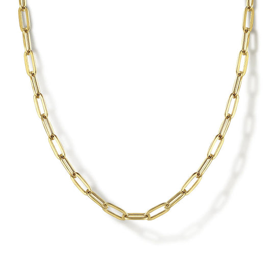 Gabriel & Co | 14K Yellow Gold Hollow Paper Clip Chain Necklace