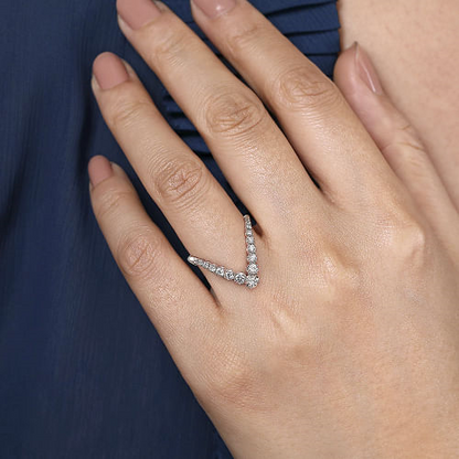 Gabriel & Co | 14K White Gold Diamond Chevron Ladies Ring