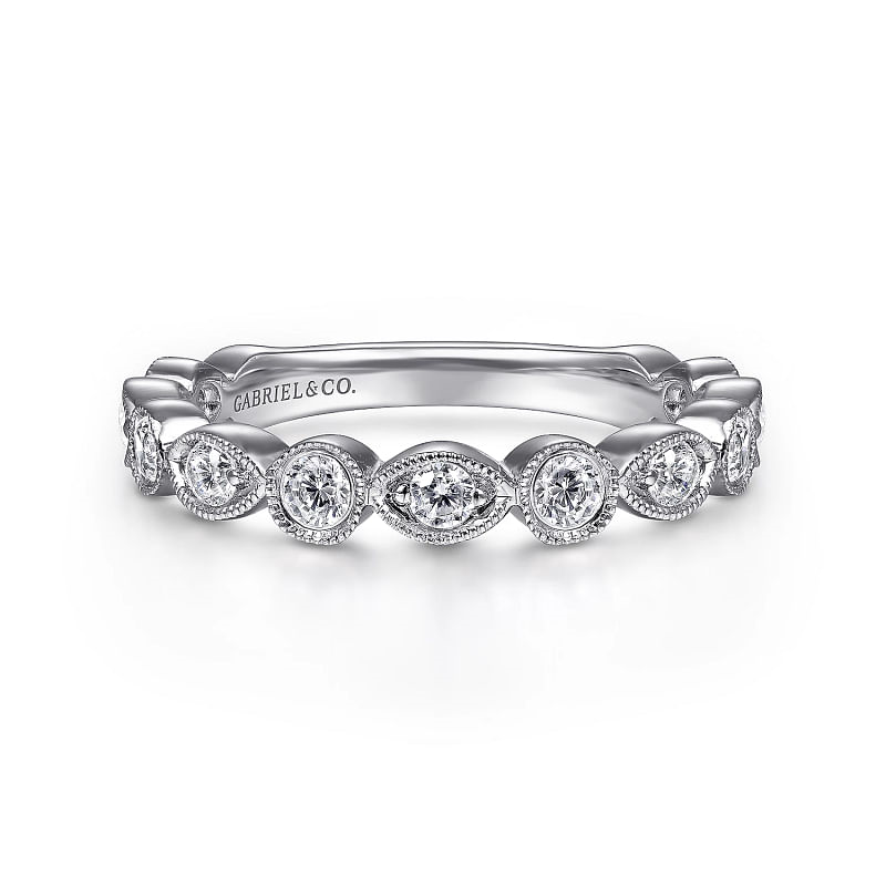 Gabriel & Co | 14K White Gold Geometric Diamond Stackable Ring