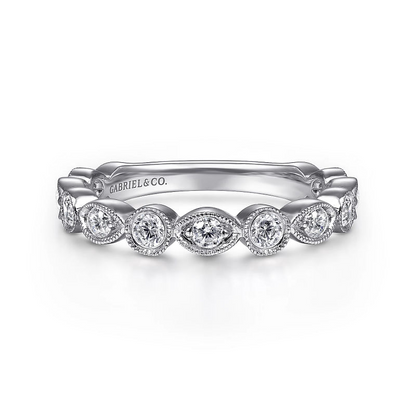 Gabriel & Co | 14K White Gold Geometric Diamond Stackable Ring