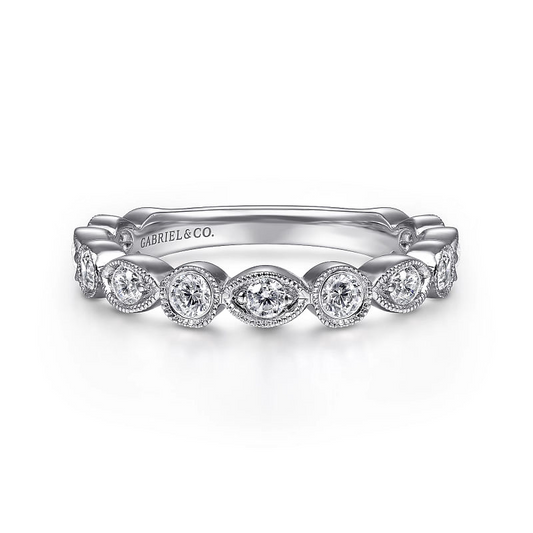 Gabriel & Co | 14K White Gold Geometric Diamond Stackable Ring