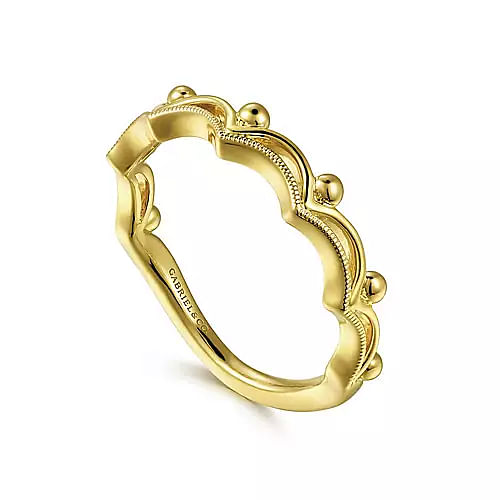 Gabriel & Co | 14K Yellow Gold Crown Bujukan Stackable Ring