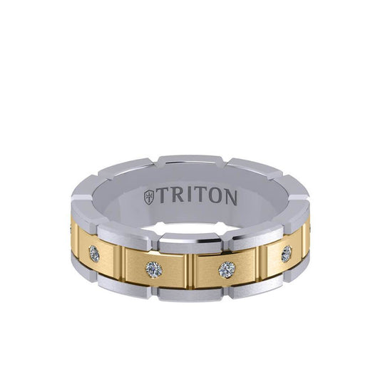 7MM 14K Gold Eternity Diamond Ring - T-Link Design