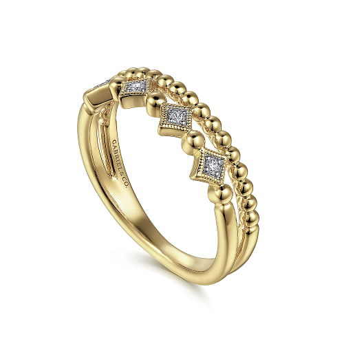 Gabriel & Co | 14K Yellow Gold Bujukan Diamond Stackable Ring