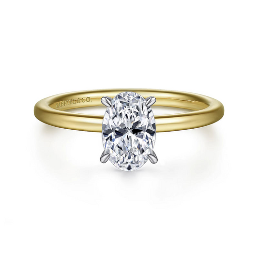 Gabriel & Co | Cari - 14K White-Yellow Gold Hidden Halo Oval Diamond Engagement Ring