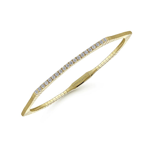 Gabriel & Co | 14K Yellow Gold Diamond Hexagon Shape Bangle