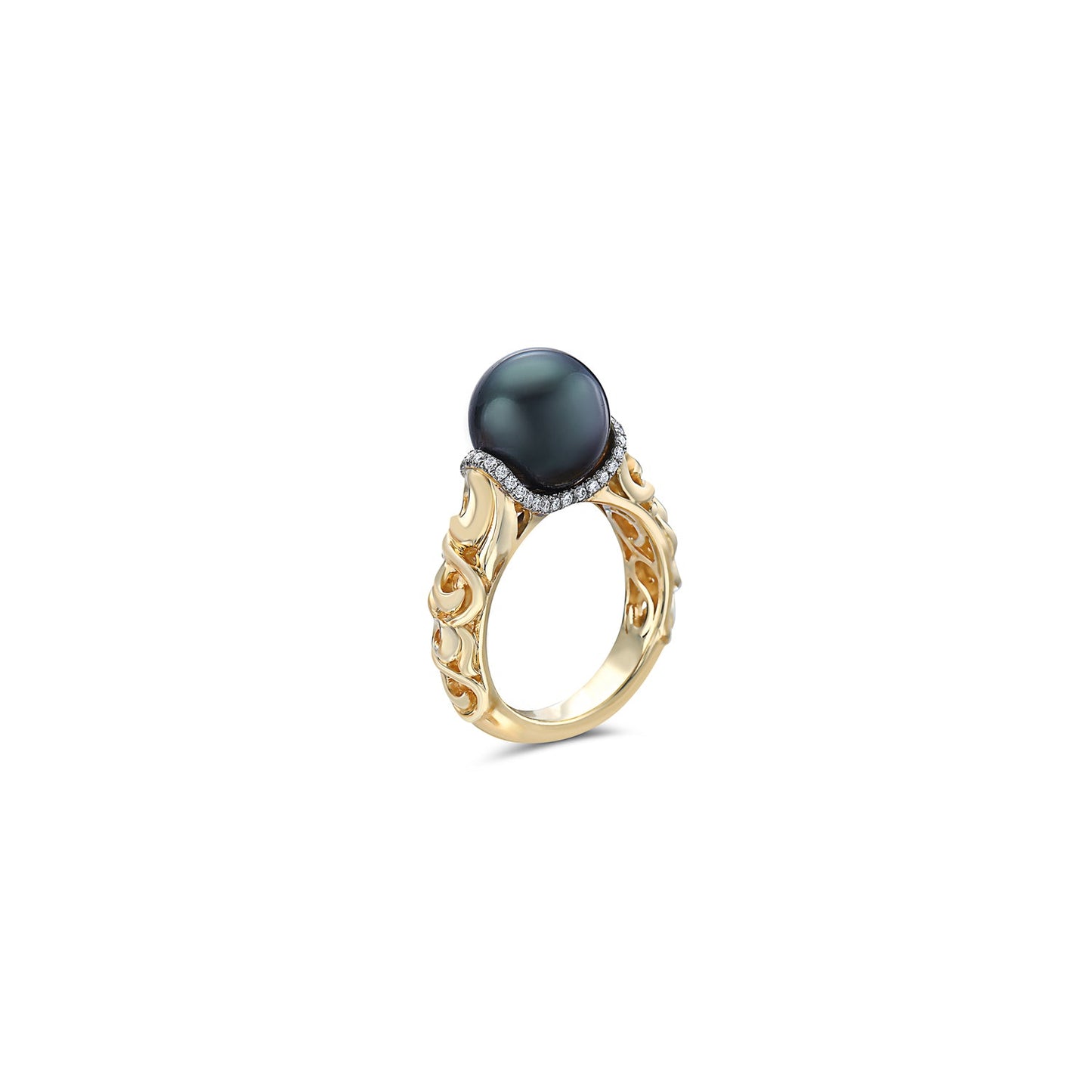 Diamond Ivy Pearl Ring