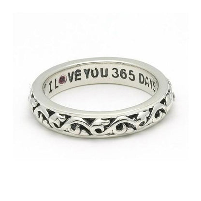 Silver I Love You 365 Days A Year' Stackable Band Rings