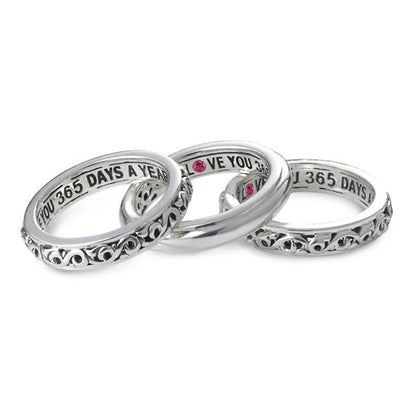 Silver I Love You 365 Days A Year' Stackable Band Rings