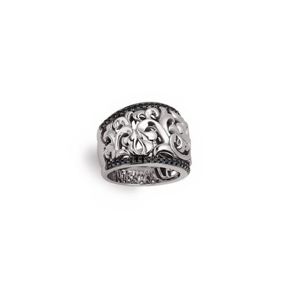 Silver Ivy Domed Saddle Ring