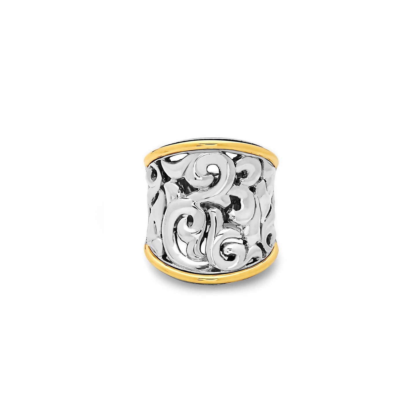 SILVER IVY TWO TONE LARGE SADDLE RING