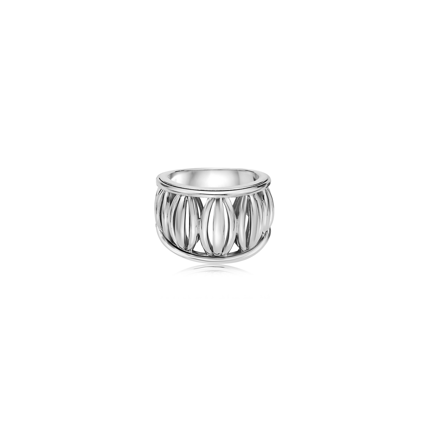 Silver Birdcage Banded Ring