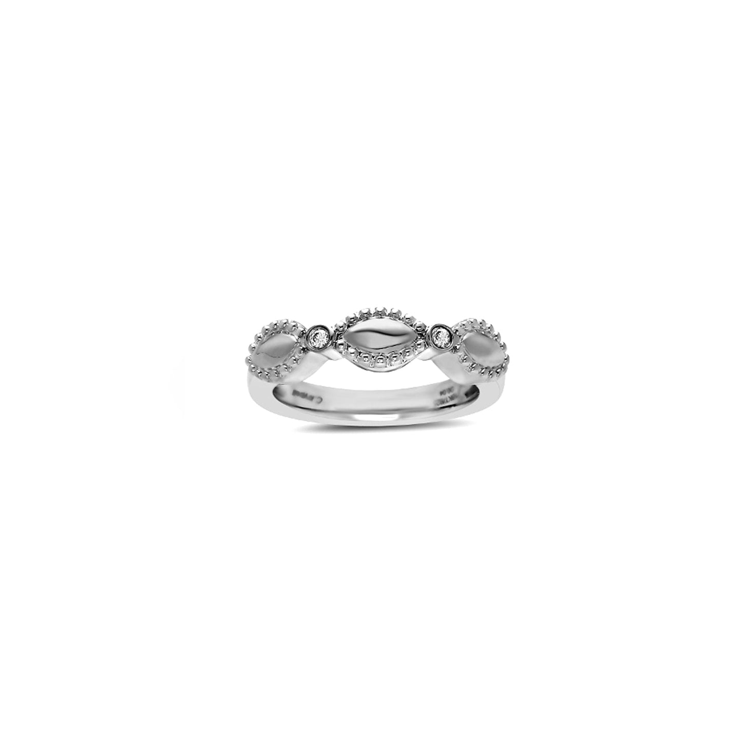 Silver Firefly Diamond Bead Single-Band Ring