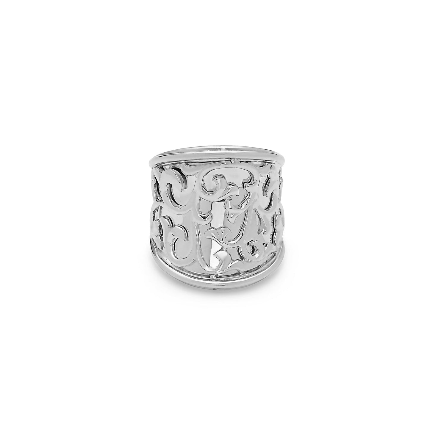 Silver Ivy Lace Large Saddle Ring