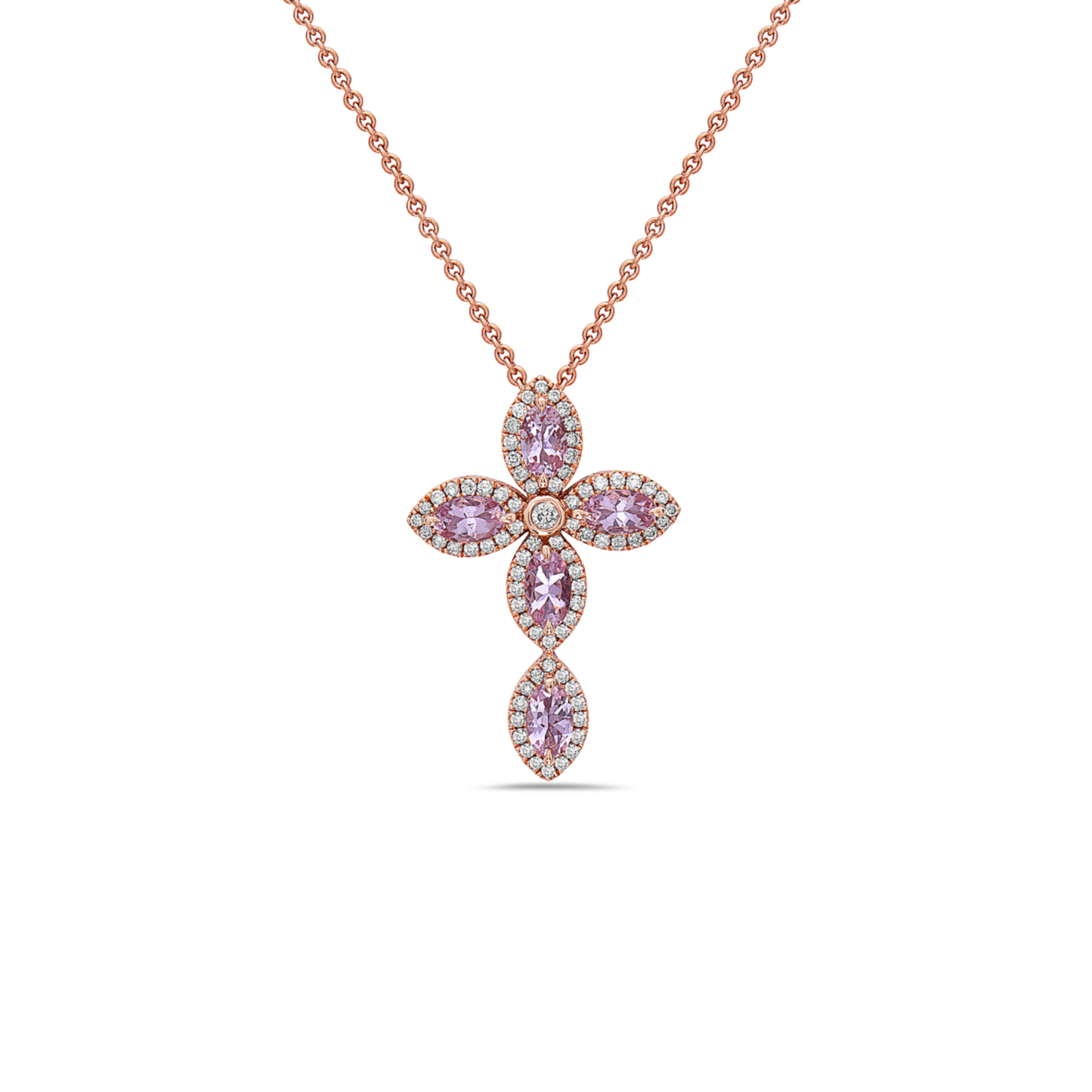 Pastel Diamond Firefly Marquise Cross Necklace