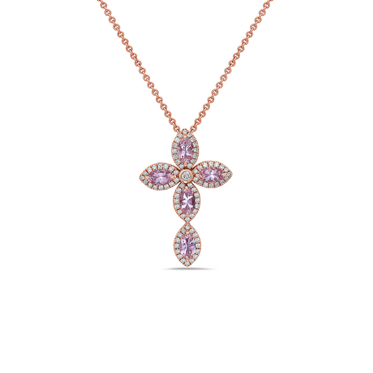 Pastel Diamond Firefly Marquise Cross Necklace