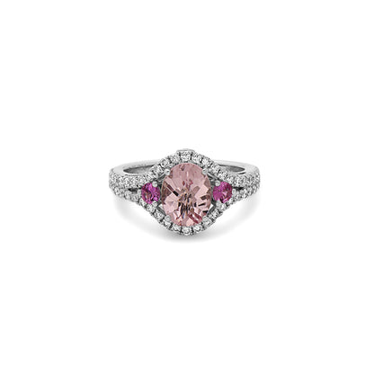 Pastel Diamond Split-Shank Oval Ring