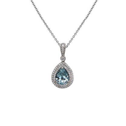 Pastel Diamond Double Halo Pear-Shape Reversible Necklace