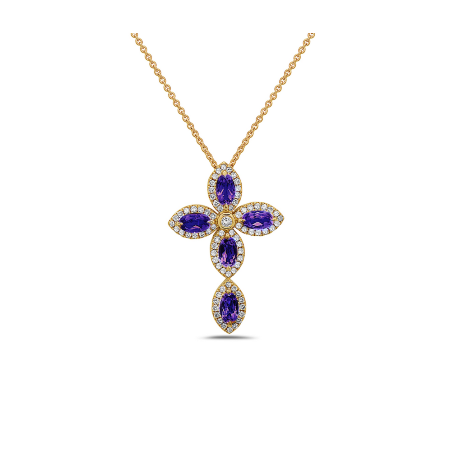 Pastel Diamond Firefly Marquise Cross Necklace