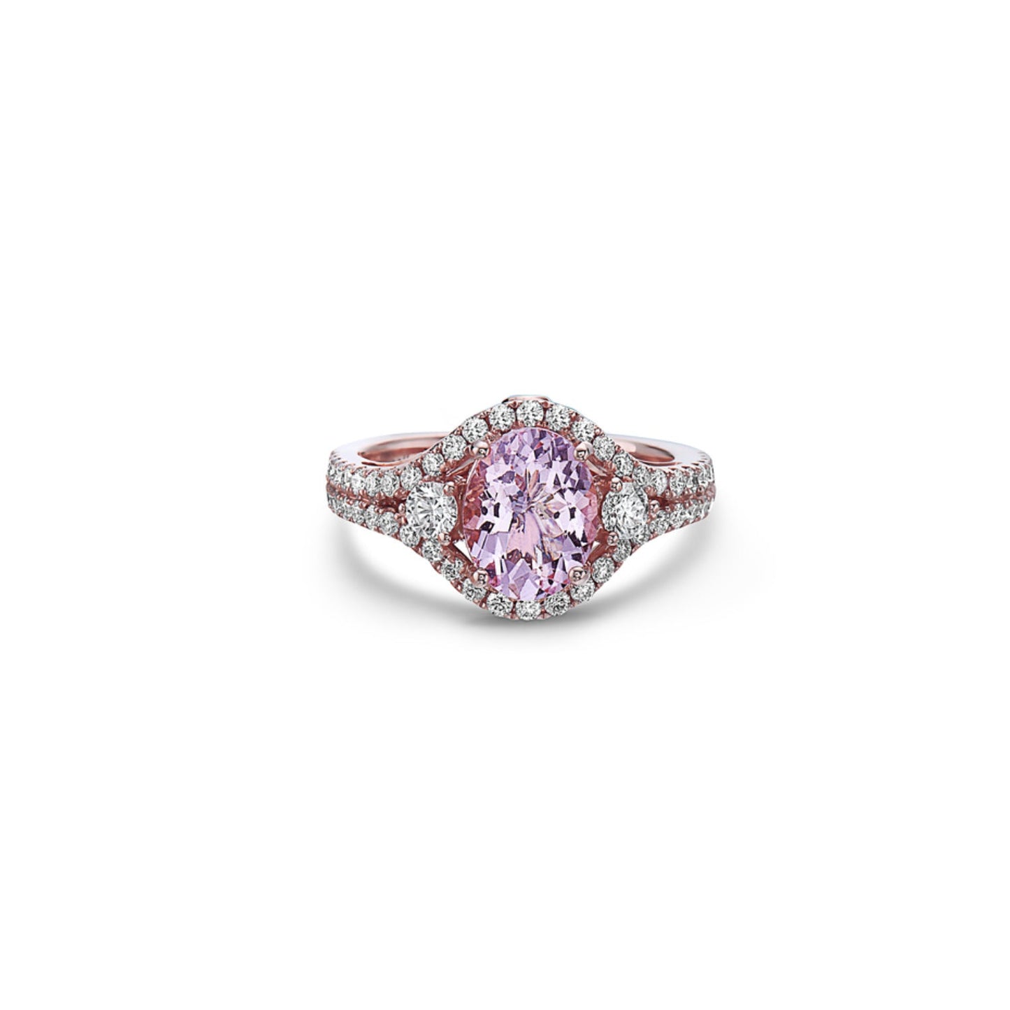 Pastel Diamond Split-Shank Oval Ring