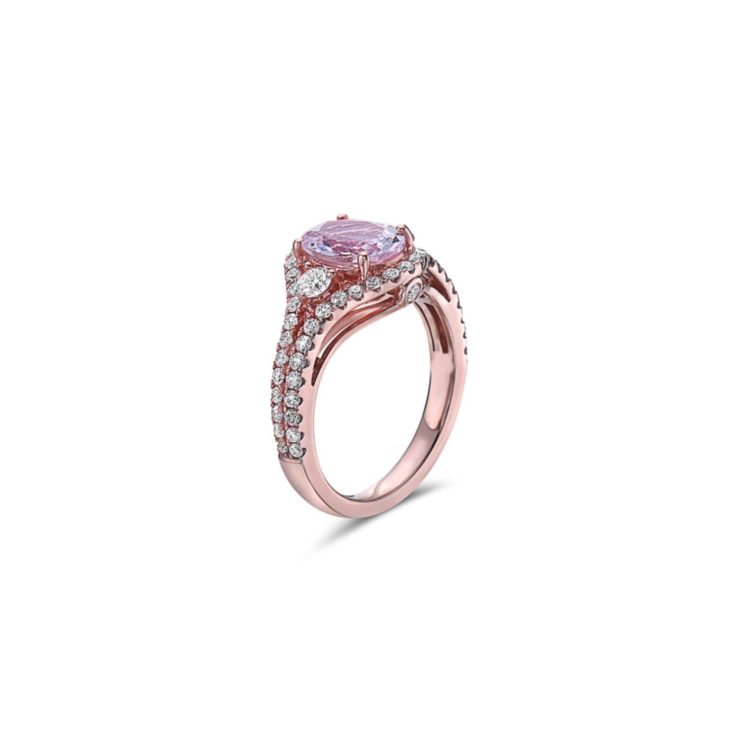 Pastel Diamond Split-Shank Oval Ring