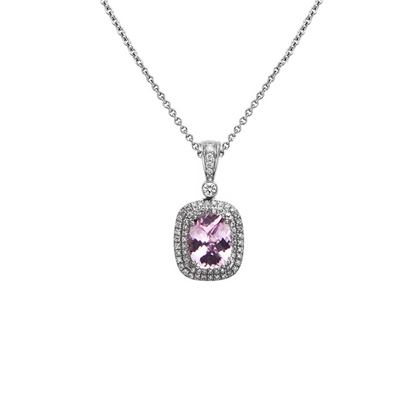 Pastel Diamond Double Halo Cushion Reversible Necklace