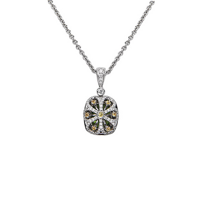 Pastel Diamond Double Halo Cushion Reversible Necklace