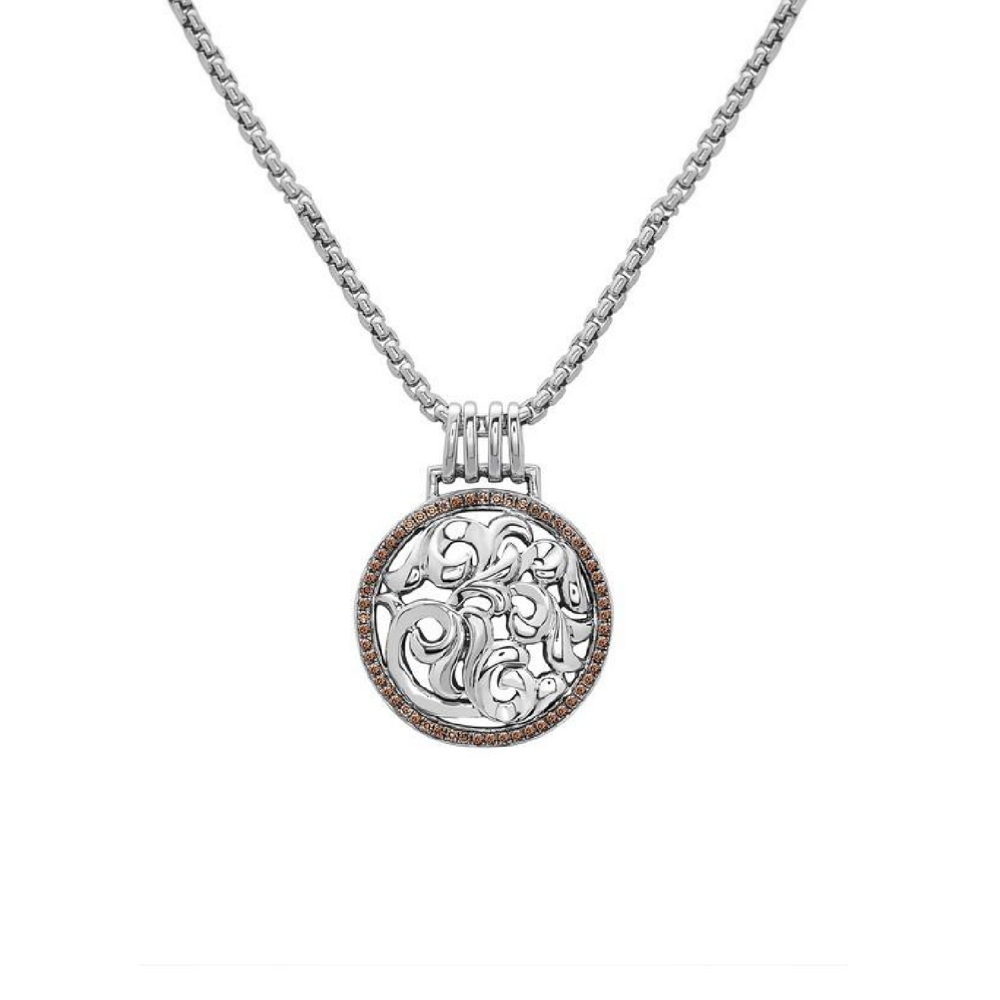 Silver Ivy Circle Stone Pendant