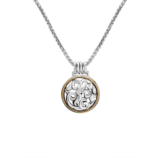 Silver Ivy Two Tone Circle Pendant